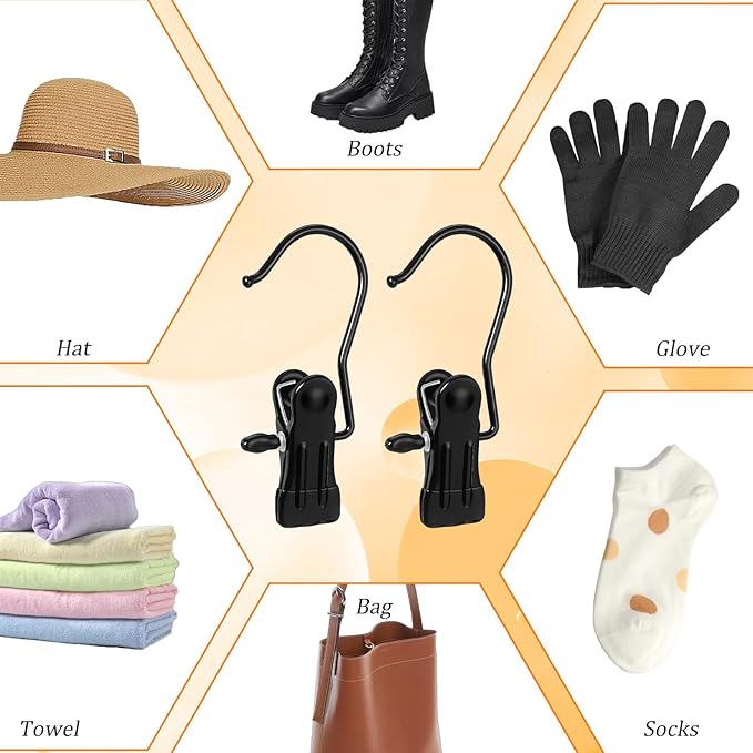 60pcs Boot Hangers for Closet, Heavy Duty Laundry Hanging Hooks Clips Clothes Hangers Clip for Wardrobe Travel Pants Jeans Socks Handbag