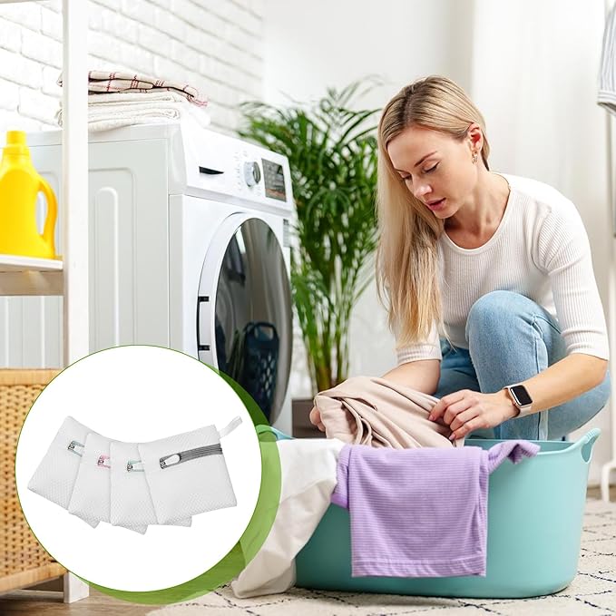 4pcs Small Mesh Laundry Bags, Anti-Sticking Laundry Pod Bags, Durable Polyester Storage Bags for Scented Beads, Travel Laundry Organizer, Protect Delicate Garments