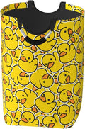 Cute Rubber Ducky Laundry Hamper Yellow Cartoon Ducks Storage Basket Toys Clothes Organizer Bin For Home Bathroom Bedroom Dorm Nursery, 52l