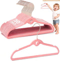 Baby Velvet Stackable Hangers 30 Pack, 11 Inches Pink Kids Clothes Hangers for Closet, Non Slip Toddler Infant Hanger for Nursery, Thin Space Saving Children Felt Hanger with 360° Swivel Hooks