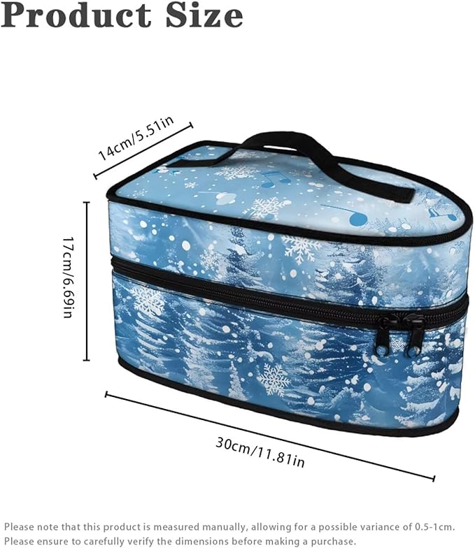 Winter Christmas Tree Iron Tote Case for Travel Mini Steam Iron Dustproof Protective Flower Printed Carrying Bag Universal for Most Irons with Handle