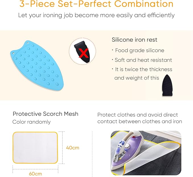 Upgraded Thick Ironing Mat,Travel Ironing Blanket Ironing Pad,Portable Double-Side Using,Heat Resistant Pad Cover for Washer,Dryer,Table Top,Countertop,Ironing Board for Small Space (22 x 47 inch)