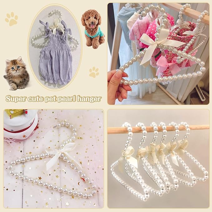 6Pack Baby Pet Dog Clothes Hangers, Mini Cute Pearl Hangers