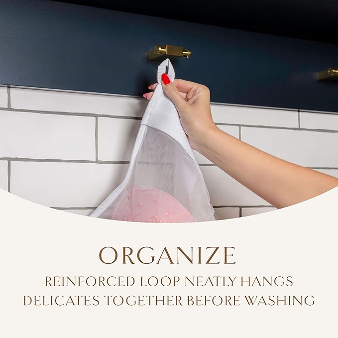 Hayden Hill Luxury Organic Cotton Mesh Laundry Bags For Delicates - Set of 2 Large & Small - Garment Bags For Washing Machine - Bra and Lingerie Wash Bag - Carbon Neutral