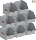 Fabric Closet Storage Cubes - 8 Pack Square Storage Bins with Dual Handles for Clothes, Towels, Toys, Cube Storage Organizers for Bedroom, Nursery, Shelves, Closet, Small Spaces, Grey