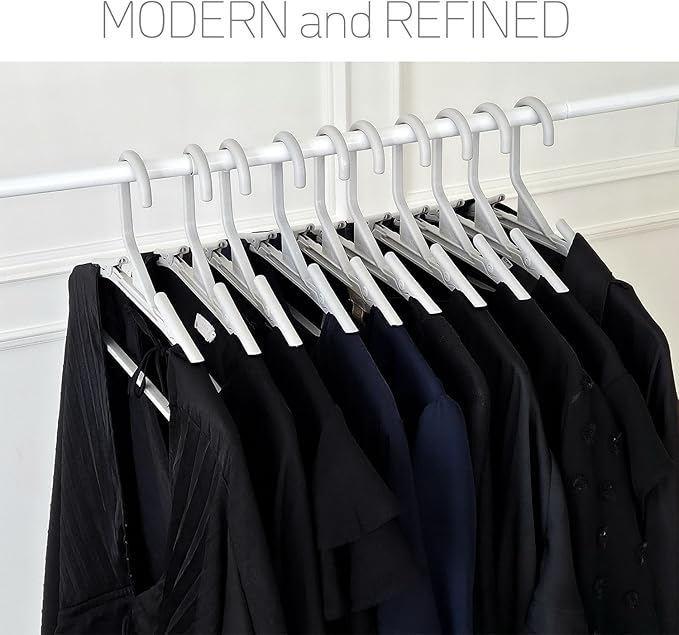 No Hassle-Hangers Best clothes hanger Ultra soft rubberized grip clip keeps garments in place and off the floor. Perfect for wide neck silks & satin tops, delicates, athletic wear. (3pk, Modern Black)