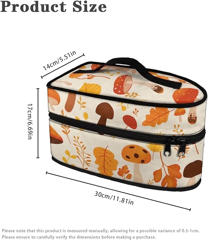 Cute Mushroom Iron Tote Bag Stain Resistant Travel Iron Storage Box Washable Protective Carrying Bag with Handle Compatible with Most Irons