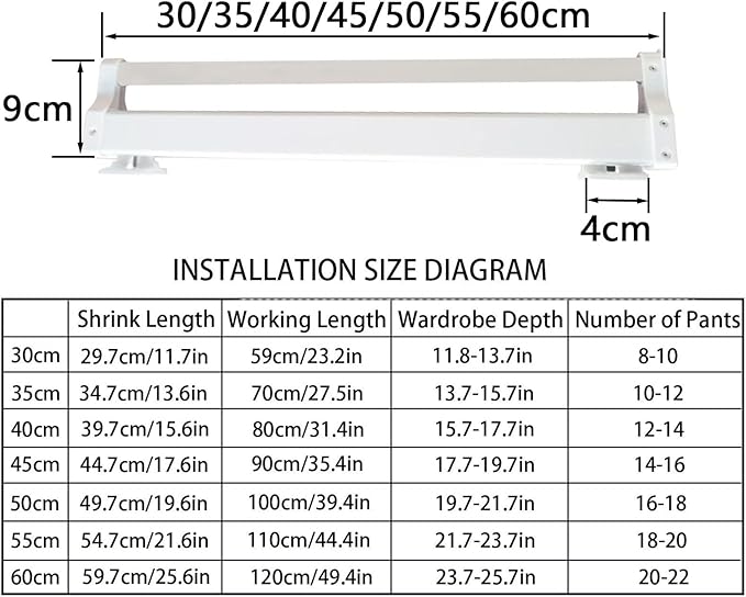 Pull-Out Clothes Hanger, Closet Rod Organizer Rack - White, 30cm (11.81in)