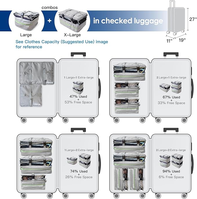 Grand Fusion Stow-N-Go Packing Organizer for Luggage, Portable Hanging Travel Shelves, Carry-On Closet, Hanging Packing Cubes, Collapsible Carry-On Organizer for Cruises & Hotels. Light Gray - XL