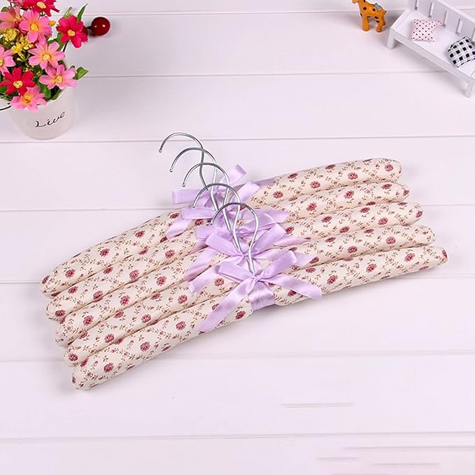 Padded Hangers for Clothes Satin Hangers Clothes Hangers Padded Hanger for Women Sweaters (Floral-10pcs)