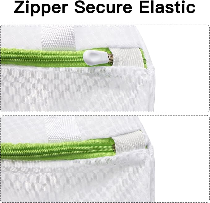 3-PACK Hanging Mesh Laundry Bags with S Metal Hooks,10x12 Inch Hanging Socks Laundry Bags for Washing Machine