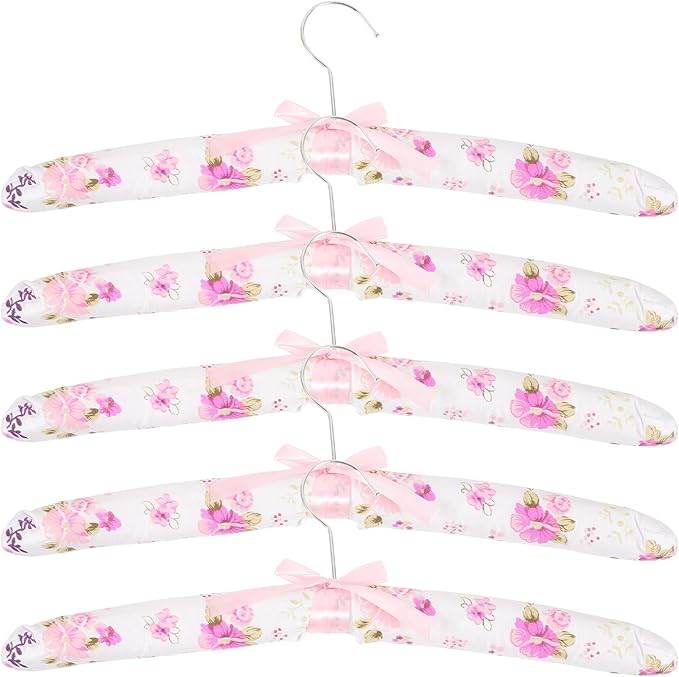 VILLCASE 5 Pcs Anti-Slip Padded Clothes Hangers with Soft Sponge Cover for Sweaters Dresses and Suits Traceless Design for Closet Organization