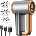 Rechargeable Fabric Shaver - Electric Lint Remover for Clothes & Couch - Adjustable 3-Speed, 6-Leaf Blade, LED Display, USB Charging - Depiller with Dual Protection