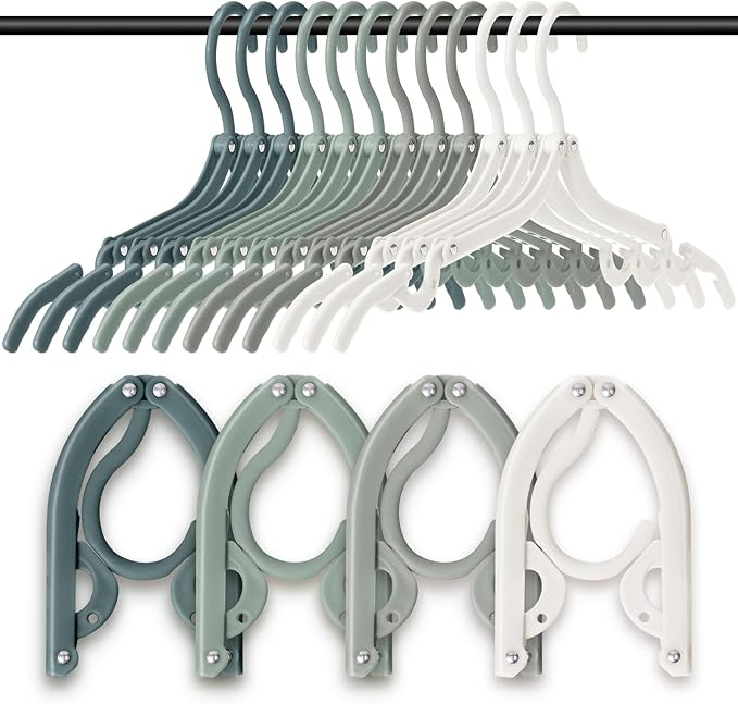 12 Pcs Travel Hangers Cruise Ship Essentials Foldable Portable Plastic Vacation Hangers Non Slip Clothes Drying Rack Travel Accessories for Dormitory School Hotel Laundry (Classic Color)