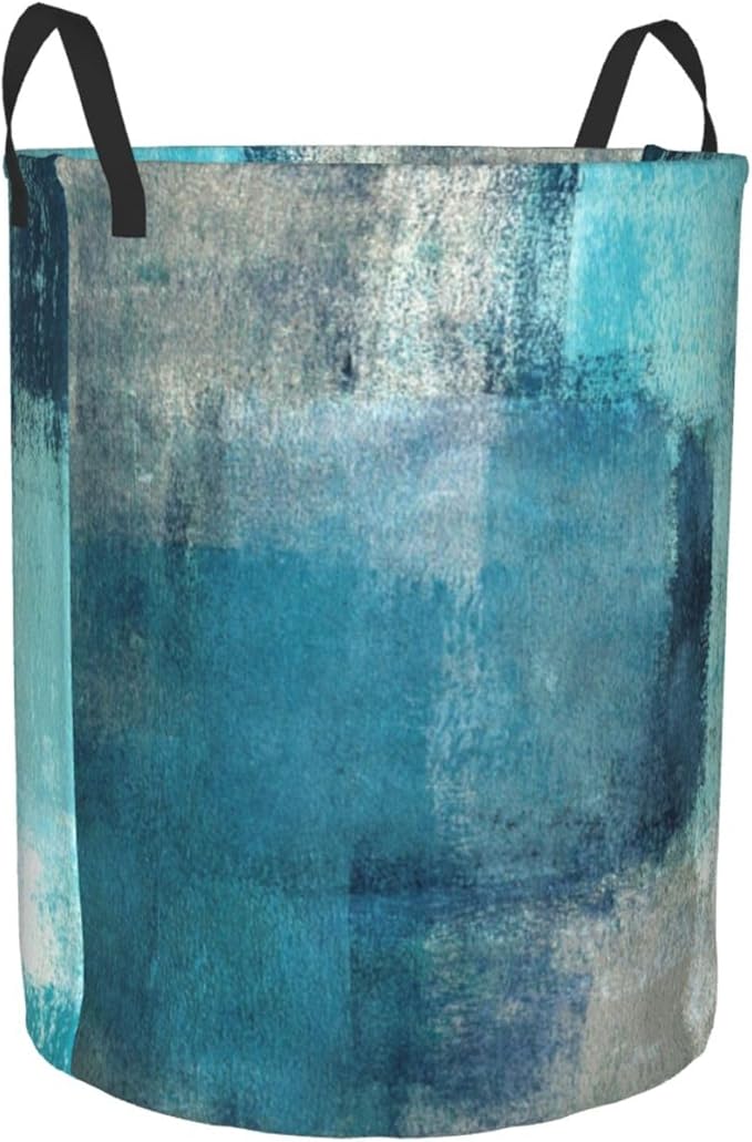Teal Laundry Basket Storage Bin Foldable Laundry Hamper Clothes Storage Bucket Organizer 19.6x15.7 Inch For Laundry Room/Bedroom/Bathroom
