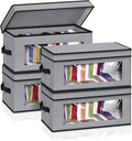 SLEEPING LAMB Stackable Hat Organzier for Baseball Caps, 4 PCS Hat Storage Boxes for Closet Hold 60 Caps with Cardboard, Grey