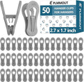 Grey Hanger Clips 50 PCS,Velvet Hanger Clips for Plastic Hangers,Pants Hanger Clips,Grey Finger Clips,Plastic Hanger Clips for Skirt Pants Hangers Plastic Clothes Hangers,Strong Pinch Grip