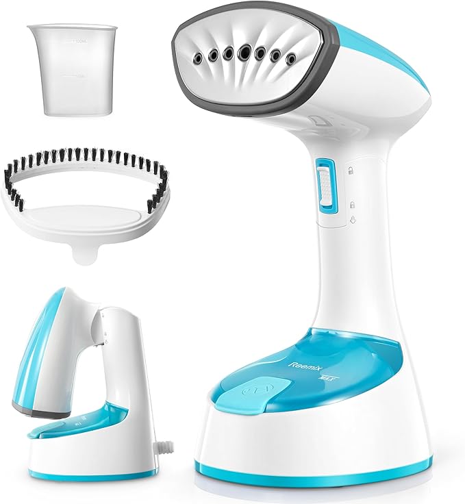 Steamer for Clothes, Folding Handheld Design Garment Wrinkles Remover, 20g/min Strong Penetrating Steam, 25-Sec Fast Heat-up, for Home, Office and Travel (Aqua)