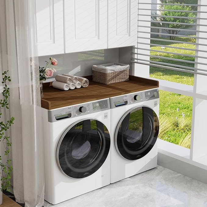 Washer Dryer Countertop, 54" Width * 27.4” Depth Washer and Dryer Covers for The Top for Laundry Room Organization, Washer and Dryer Countertop Shelves, Walnut
