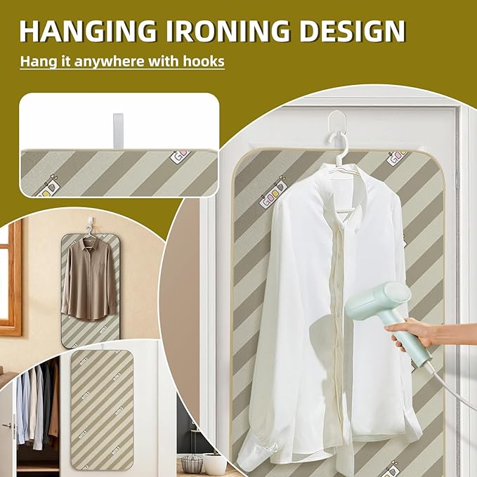 Portable Ironing Mat, Foldable Heat-Resistant Ironing Pad for with Silicone Iron Rest, Non-Slip Backing,Clothes Steamer Board for Countertop,Travel, Home (Green)