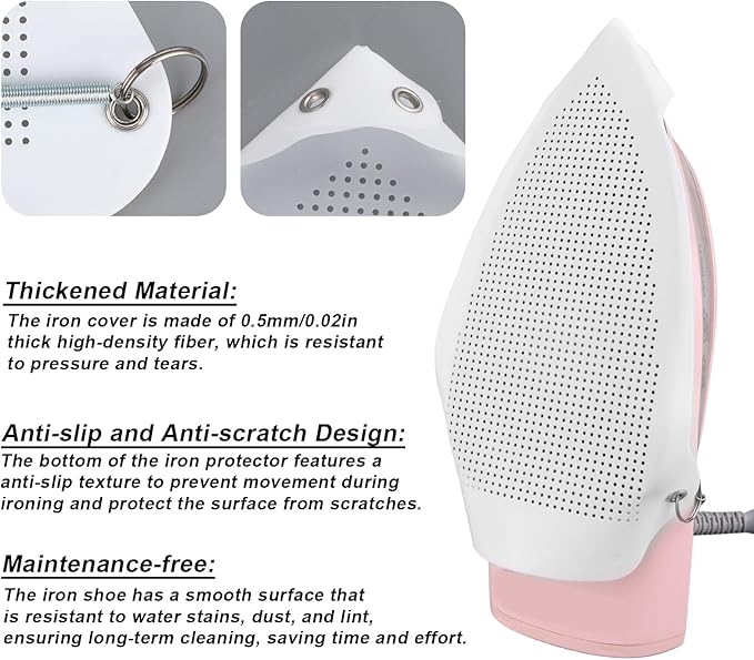 2pcs Iron Protective Cover, Breathable Heat Resistant Iron Shoe Cover Protect Clothes Prevents Fabric Burns & Sticking (0.3mm)