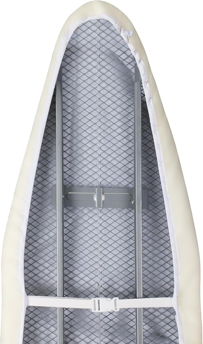 BNDX Ironing Board Cover, 18" x 49" Standard Size Thick Padding with Bongee Cord, Stain Resistant & Durable Scorch, 2 Click Buckles for Smooth Iron Beige Natural Twill(Bonus Plastic Bag Holder)