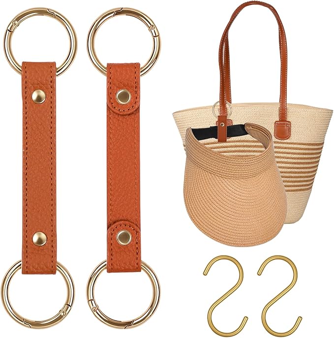 2 Pack Sun Hat and Baseball Cap Rack, Multifunctional Hat Rack, Vacation Traveling Essentials Accessor(B001-Brown)