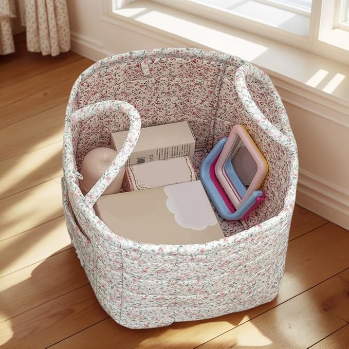 Floral Fabric Storage Basket Car Interior Storage Basket Underwear Sundries Laundry Baskets Supplies Home Organizer Bag (style 3)
