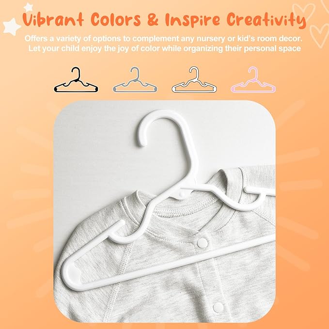 HOUSE DAY Premium Baby Hangers 20 Pack, 11 Inch Kids Plastic Hanger White, Slim Childrens Hangers for Infant, Toddler, Child Clothes, Non-Slip Sturdy and Durable Baby Clothes Hanger for Closet
