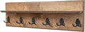 Rustic Wall Mounted Coat Rack with Shelf Wooden Entryway Organizer with 5 Metal Hooks for Coats Hats Towels Keys Floating Storage Shelf for Bathroom Bedroom (Walnut, 20 inch (4 Hooks))
