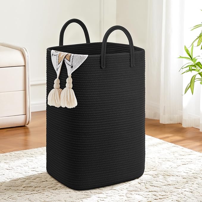 Laundry Basket,Woven Cotton Rope Laundry Hamper,100L Versatile Storage for Dirty Clothes,Baby Toys,and Blankets in Bathroom, Nursery,and Living Room