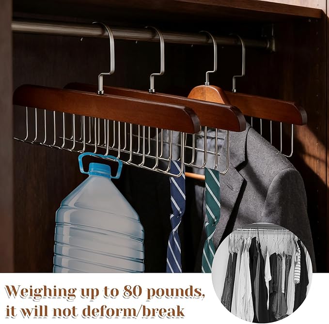4 PCS Tie Rack Belt Hanger, Bra Hanger for Closet, Belts Rack with 32 Hooks Ties Holder 360° Rotatable Neck Tie Organizer Belt Holder Bra Organizer for Closet Space Saving for Ties, Scarves