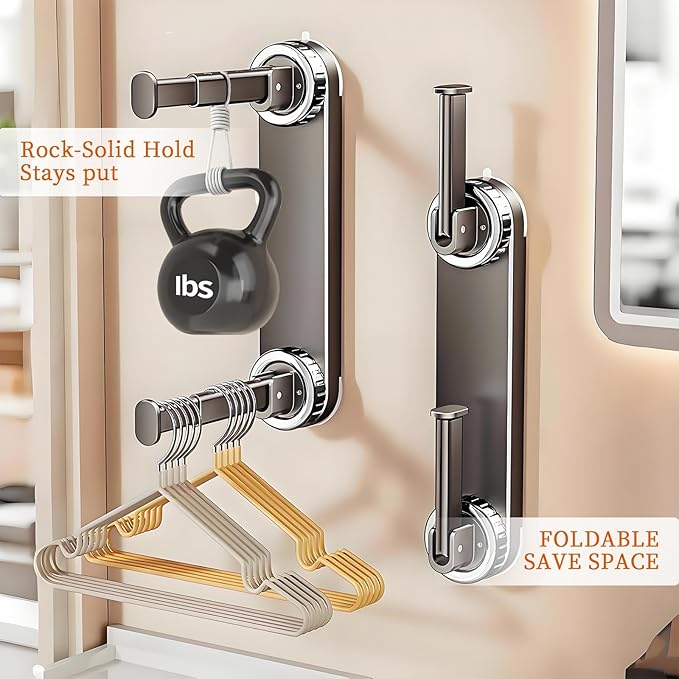 Hanger Organizer Stacker, 2pc, with Suction Cup, Hangers Storage, Two-Tier Suction Hanger Organizer, No-Drill Easy Mount, not Include Hangers (White)