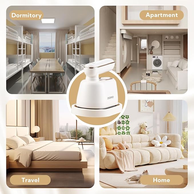 Travel Steamer, Dry & Wet 2 in 1 Portable Steamer for Clothes, 180° Rotatable Mini Steam Iron, Portable Iron Steamer for Home, Travel, Dorm, Gifts, School Gift, Home Essential (White)