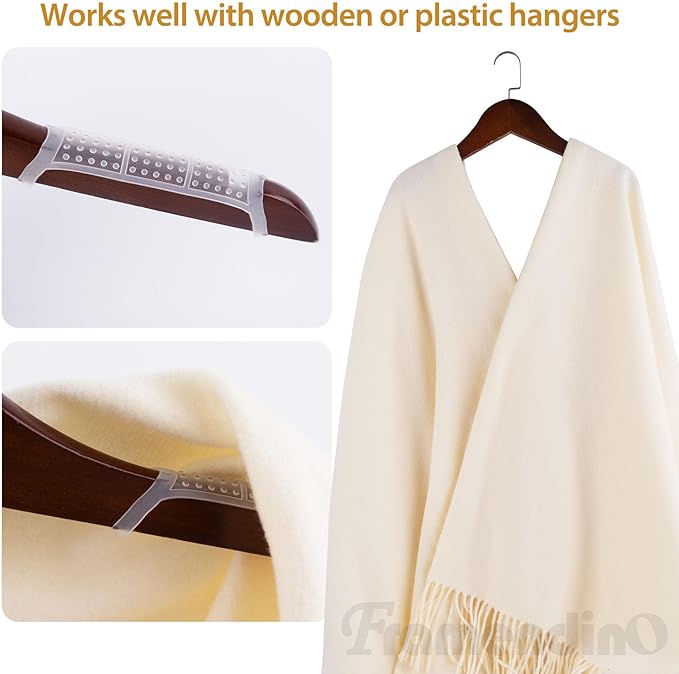 Framendino, 100 Pack Clear Non-Slip Rubber Clothes Hanger Grips Clothing Strips Hanging Accessories