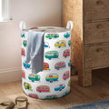 Toddler Boys Laundry Basket Foldable With Handles Car Pattern Boys Toy Storage Bin Nursery Laundry Hamper Clothes Storage Bucket Cars Decor for Kids Room (Car, 43L)