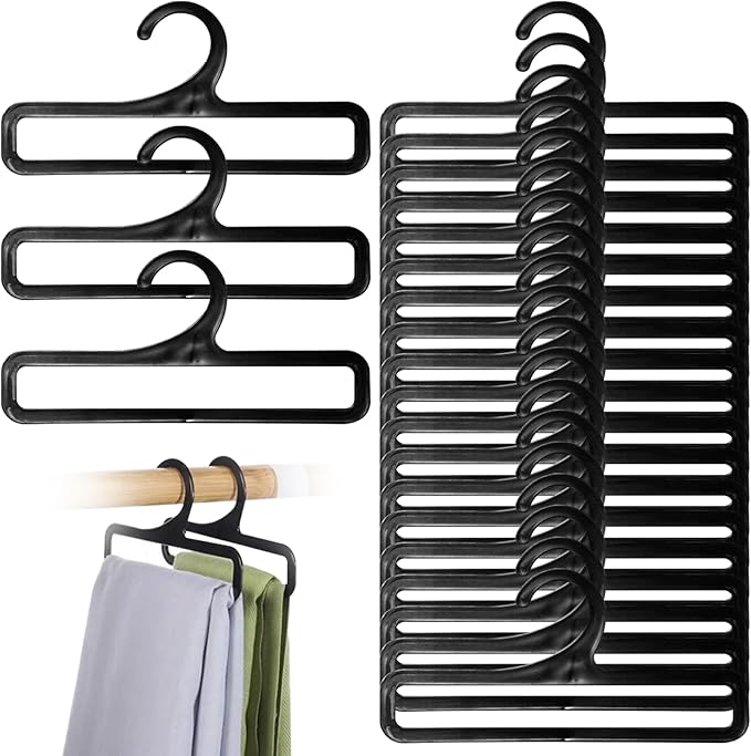 Pants Hangers Scarf Hanger 50Pcs 6.7X3.2In Flexible Leggings Hanger Rectangular Pants Hangers Windproof Pp Clothes Hangers for Home Dorm Hotel, Black