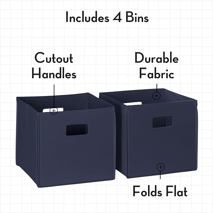 RiverRidge Folding Storage Bins with Handles Navy Cube Storage Organizer for Closet, Bedroom & Playroom - Closet Organizers and Storage Set of 4