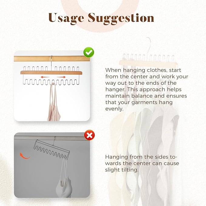 HOUSE DAY Closet Organizers and Storage, Tank Top Hangers, Rotatable Bra Organzier for Closet, Max 24 Storage Capacity Sport Bra Holder, Wood Space Saving Hanger 1 Pack - Dorm Room Essentials