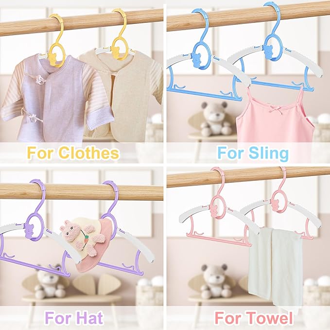 50 Pack Baby Hangers for Nursery Closet, 11-14.5" Extendable Adjustable Non-Slip Kids Baby Clothes Hangers Toddler Infant Pants Hangers Plastic for Baby Girls Boys Children Newborn Organizer