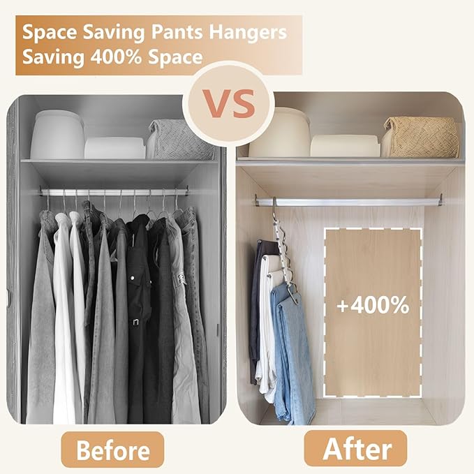 Pants Hangers Space Saving 2packs Metal Closet Organizer,Clothes Jean Hanger,Anti-Slip Design,Closet Organizers and Storage for Skirts Scarf Legging