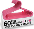 Utopia Home Kids Hangers 60 Pack - 11 Inch Plastic Baby Hangers for Closet - Childrens Hanger for Clothes & Infant Hanger for Closet - Non-Slip Shoulder Grooves, Strap Hooks & Pants Bar (Pink)