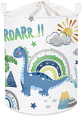 Dinosaur Laundry Hamper Large Storage Basket Cartoon Dino Collapsible Parents Organizer Kids Toy Clothes Bins for Bedroom, Bathroom, Palms, 63L
