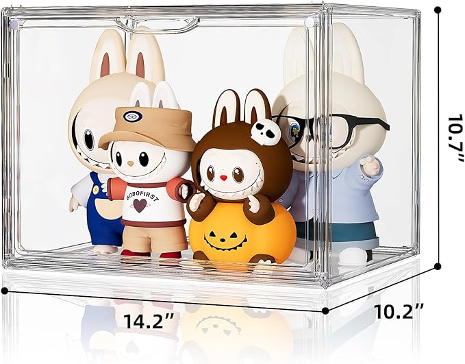 Clear Acrylic Display Case, Extra Large Stackable Storage Bins Magnetic Attraction Lids, 1 Pack Acrylic Box Showcase for Collectibles, Figures, Cosmetic, Purse, Handbag, Wallet, 10.7x10.2x14.2 inch