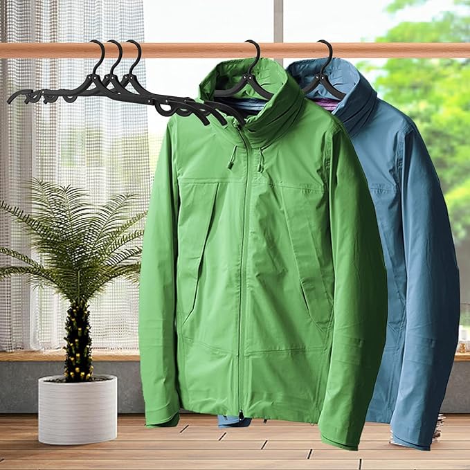 12 PCS Travel Hangers,Portable Folding Clothes Hangers,Black Foldable Hangers Lightweight Travel Accessories,Non-Slip Folding Hangers for Clothes,Foldable Clothes Drying Rack for Travel and Home