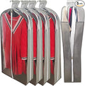 6.3"Gusseted Garment Bags for Hanging Clothes with Dual Zippers- Full Clear Front & Sides PEVA,50"Breathable Dust-proof Waterproof Dress Covers for Closet Storage,Travel,Moving,Gray,5 Pack