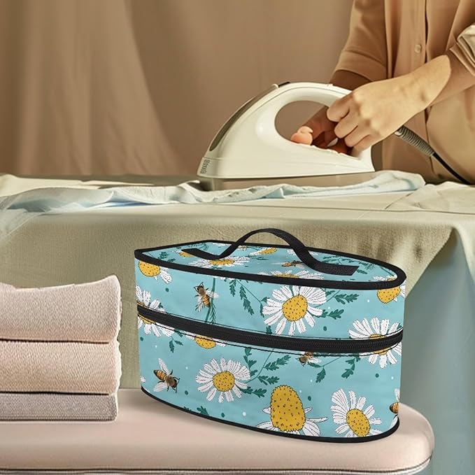 Daisy Flower Portable Iron Storage Bag Dustproof Bags for Travel Mini Steam Iron Universal for Most Iron Home Decoration,Easy to Carry(Bag Only)