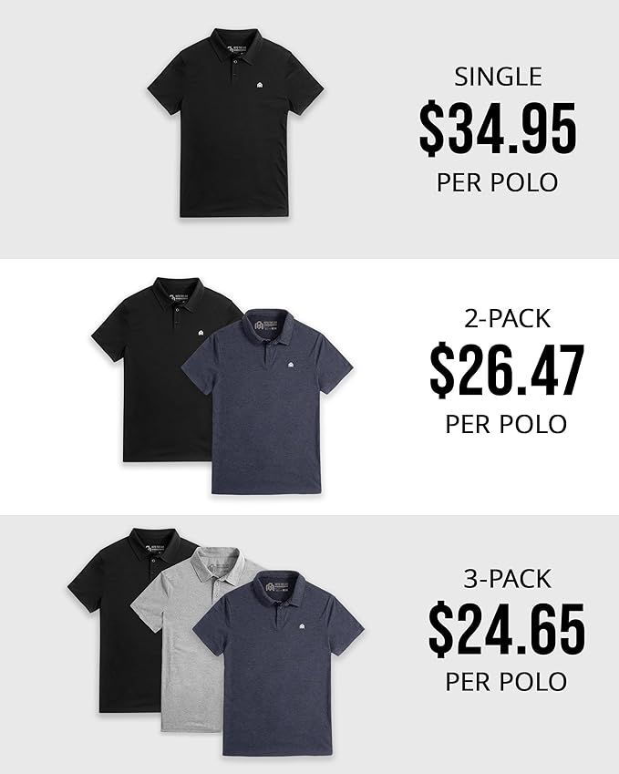 INTO THE AM Polo Shirts for Men - Slim Fit Short Sleeve Collared Shirt S - 4XL Fitted Collar Polos for Work