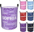 Custom Name Laundry Hamper, Personalized Laundry Basket with Name for Baby Boys Girls, Customized Collapsible Dirty Clothes Hamper Storage with Handles for Bedroom Bathroom Dorm Room Decor