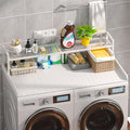 Washer Dryer Countertop with Shelf, 54" x 27.5" Wooden Washer and Dryer Topper, Laundry Countertop with Anti-Slip Pads, Washer Dryer Topper for Laundry Room Organization and Storage (White)